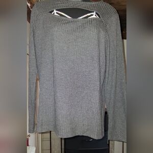 Gray Long Sleeve Top